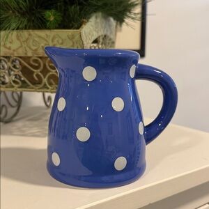 Terramoto Ceramic Blue and White Polka Dots Ceramic Pitcher Creamer